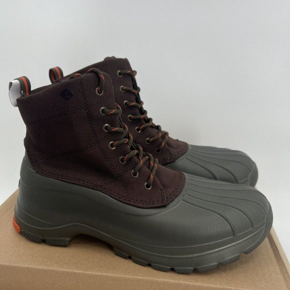 Sperry Men's Duck Float Lace-Up Boots 8.5 Brown/Green STS24762 Rain Waterproof - Picture 1 of 8